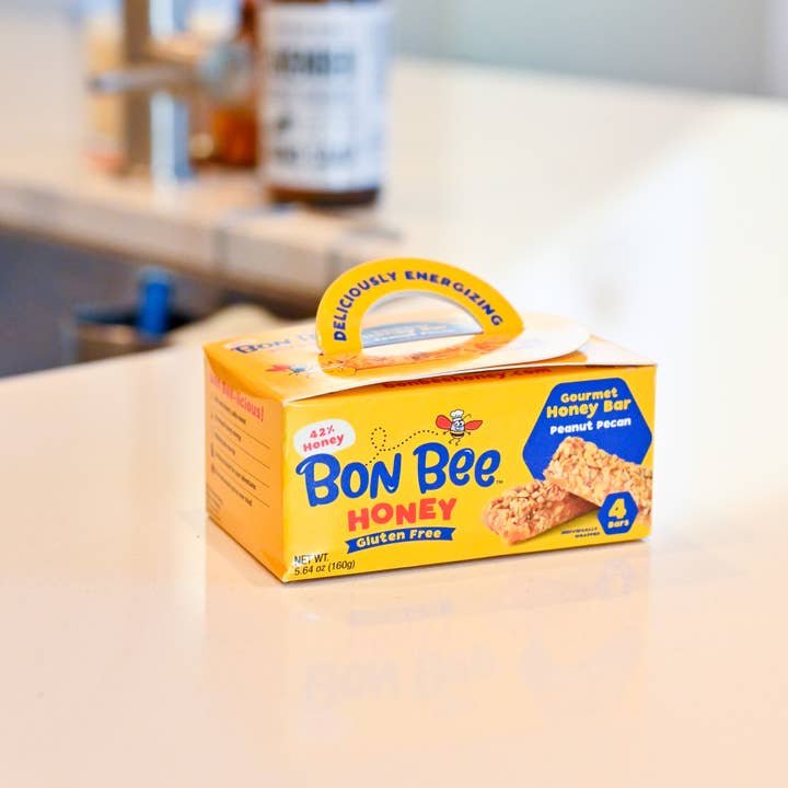 Honey Bunchie, LLC - Wholesale Snack Bar - Bon Bee Gourmet Honey Bar, Peanut Pecan (4-Packs)2