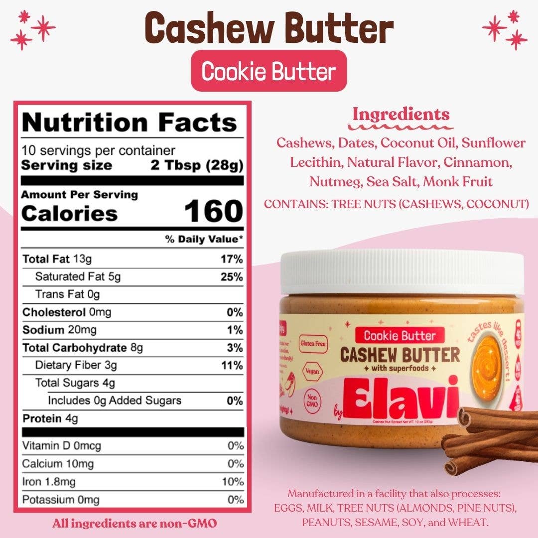 Elavi - Wholesale Nut Butter - Cookie Butter Cashew Butter: Vegan, Gluten Free2