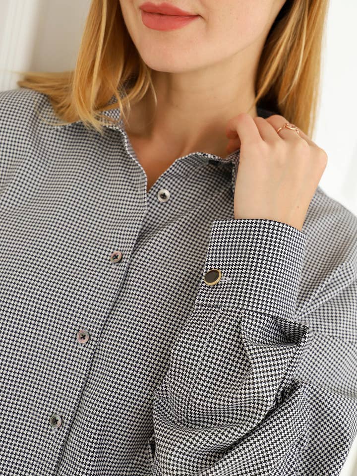 Klassisches Oversize-Hemd mit Pepite-Muster für den Großhandel von Entelier