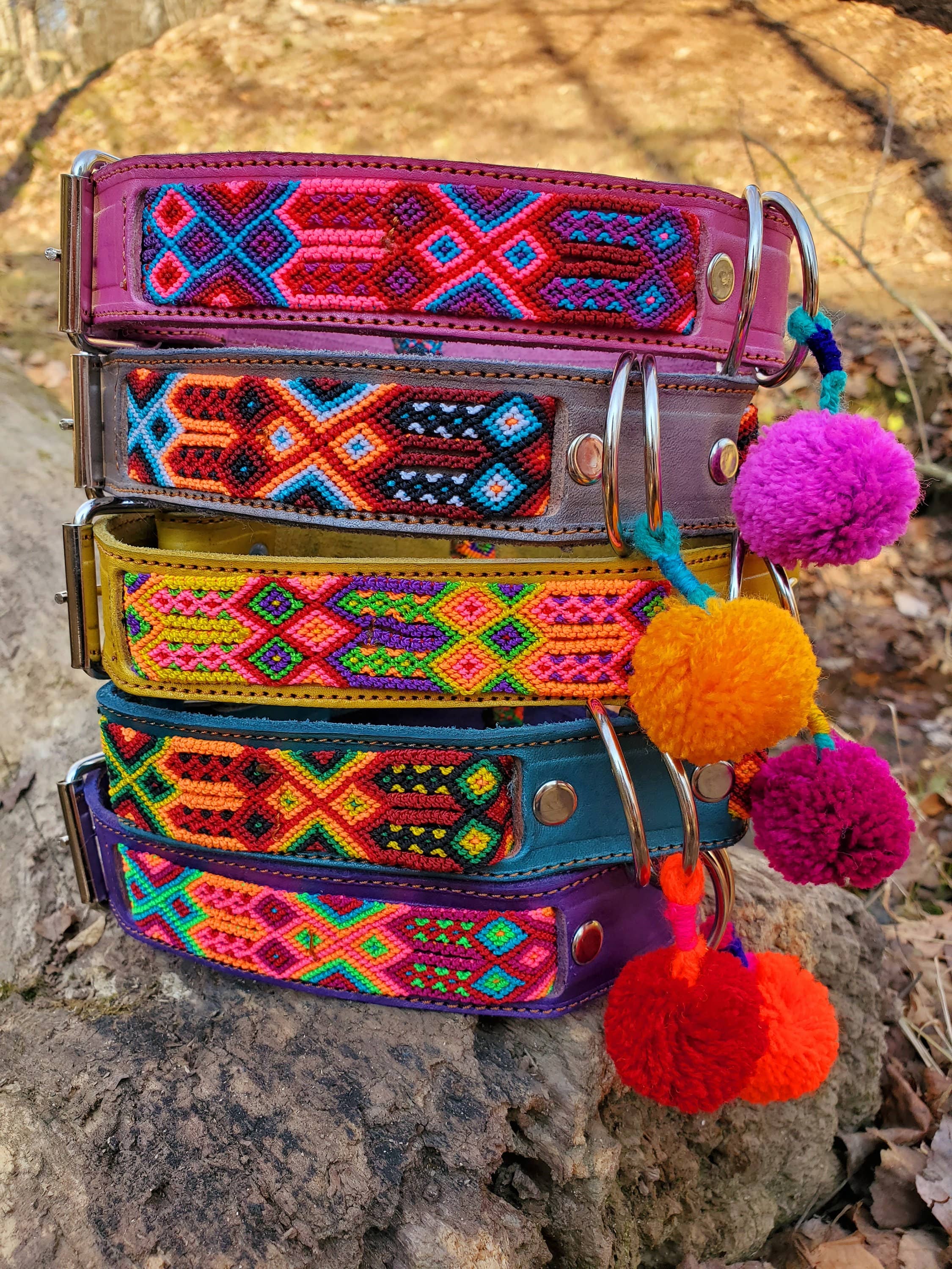 Mom And Pup Co. - Wholesale Pet collar – Dog - XS Mexican Pet Collar - Colorful Leather Dog Collar, Tribal
