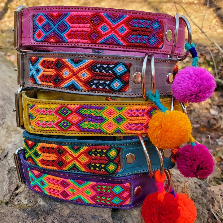 Mom And Pup Co. - Wholesale Pet collar – Dog - XS Mexican Pet Collar - Colorful Leather Dog Collar, Tribal0