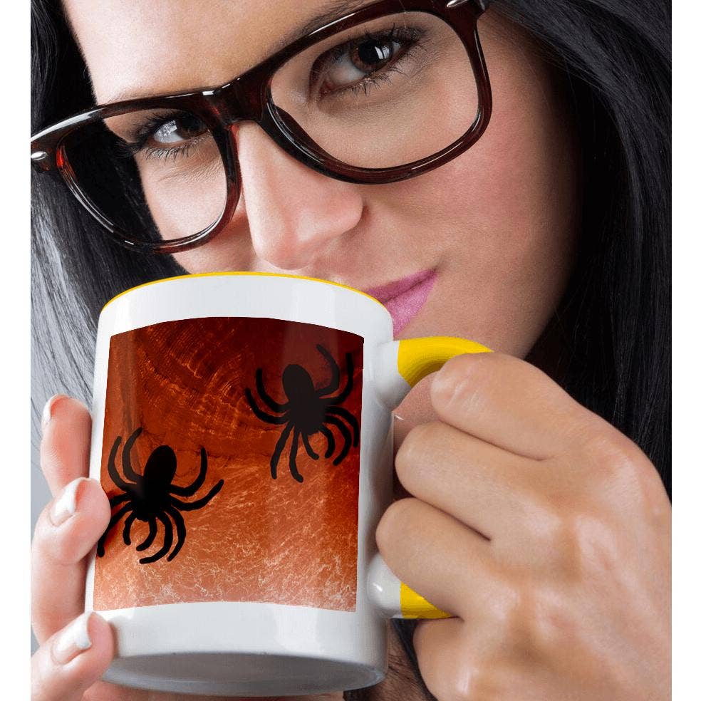 3dRose - Vente Tasse à café - 3dRose, Araignées sur toile orange, Tasse1