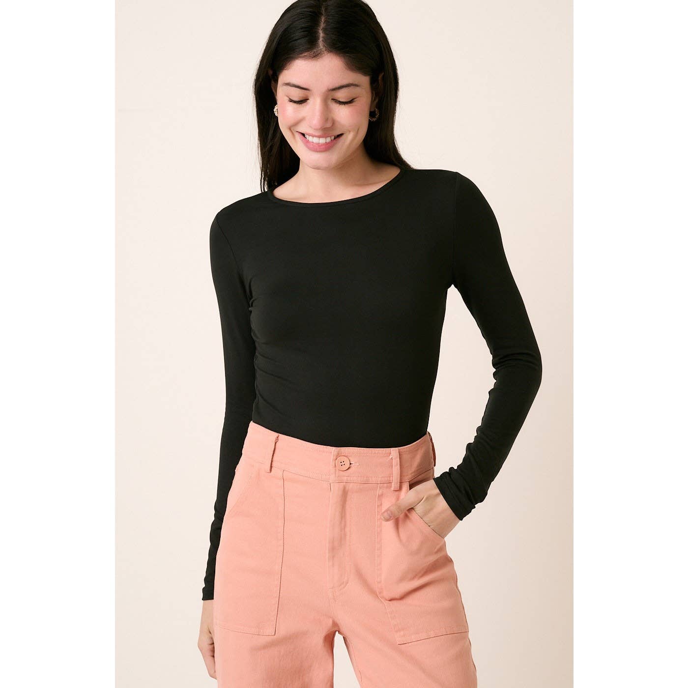 mittoshop - Vendita all'ingrosso Top in maglia - Donna - TOP IN MAGLIA A MANICHE LUNGHE CON SCOLLO TONDO DTY22