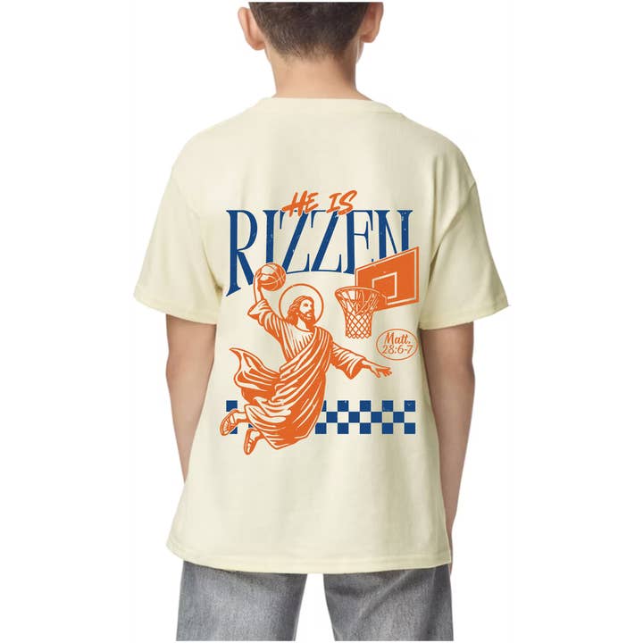 Made By Yen - Wholesale Screen Printed T-Shirt - Kids - He Is Rizz-en | Kids Tee