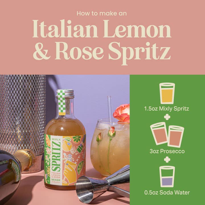 Mixly - Wholesale Cocktail Mix/Syrup - New! Italian Lemon & Rose Spritz Cocktail / Mocktail Mixer7