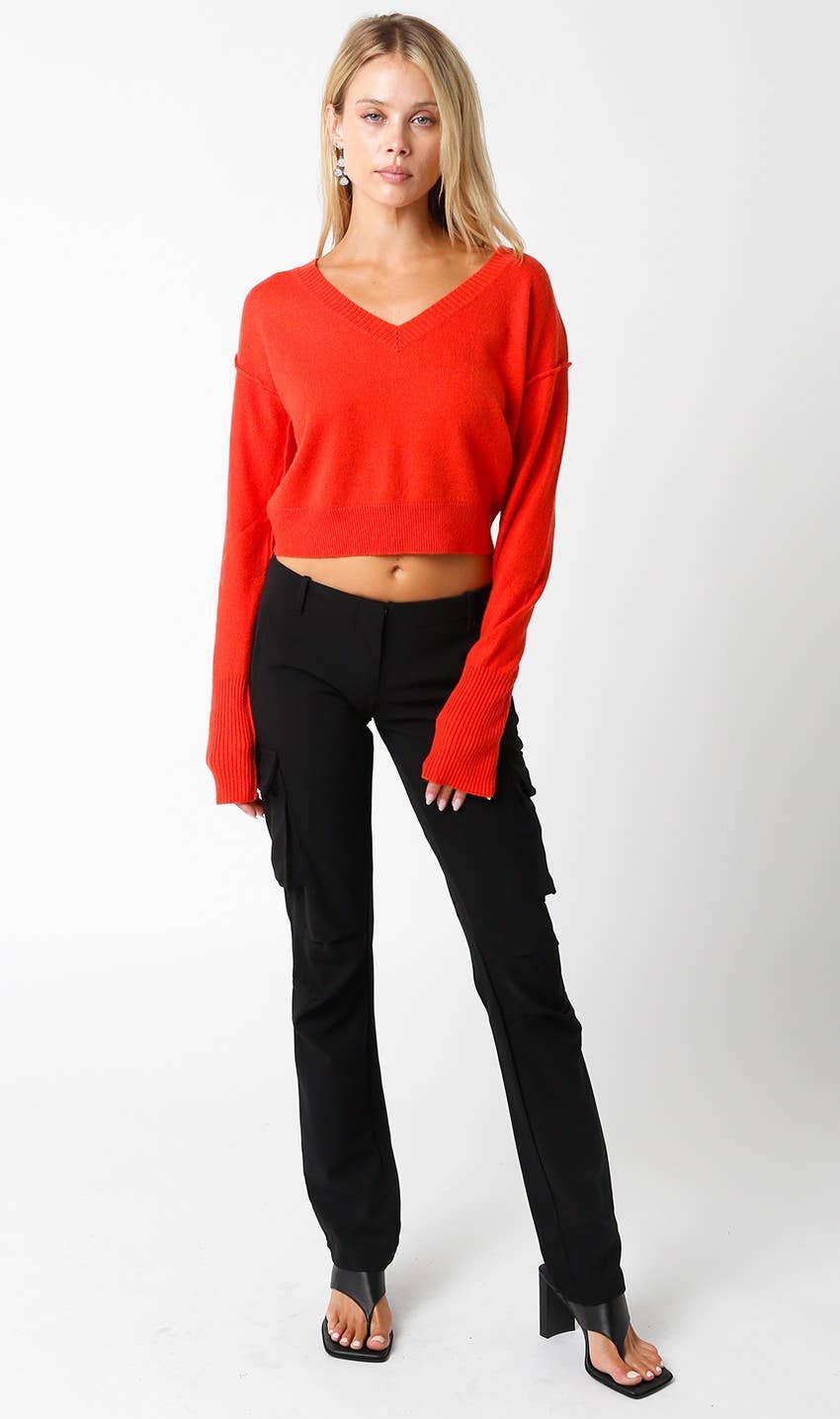 Olivaceous - Vente Pull en maille – femme - Chelsea Pull col V22