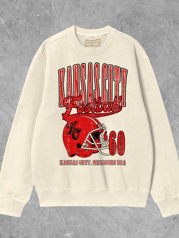 The Clandestine Underground – wholesale Sweatshirt med tryck - Dam – 90-tals Kansas City Fotboll Boxig Bomullströja0