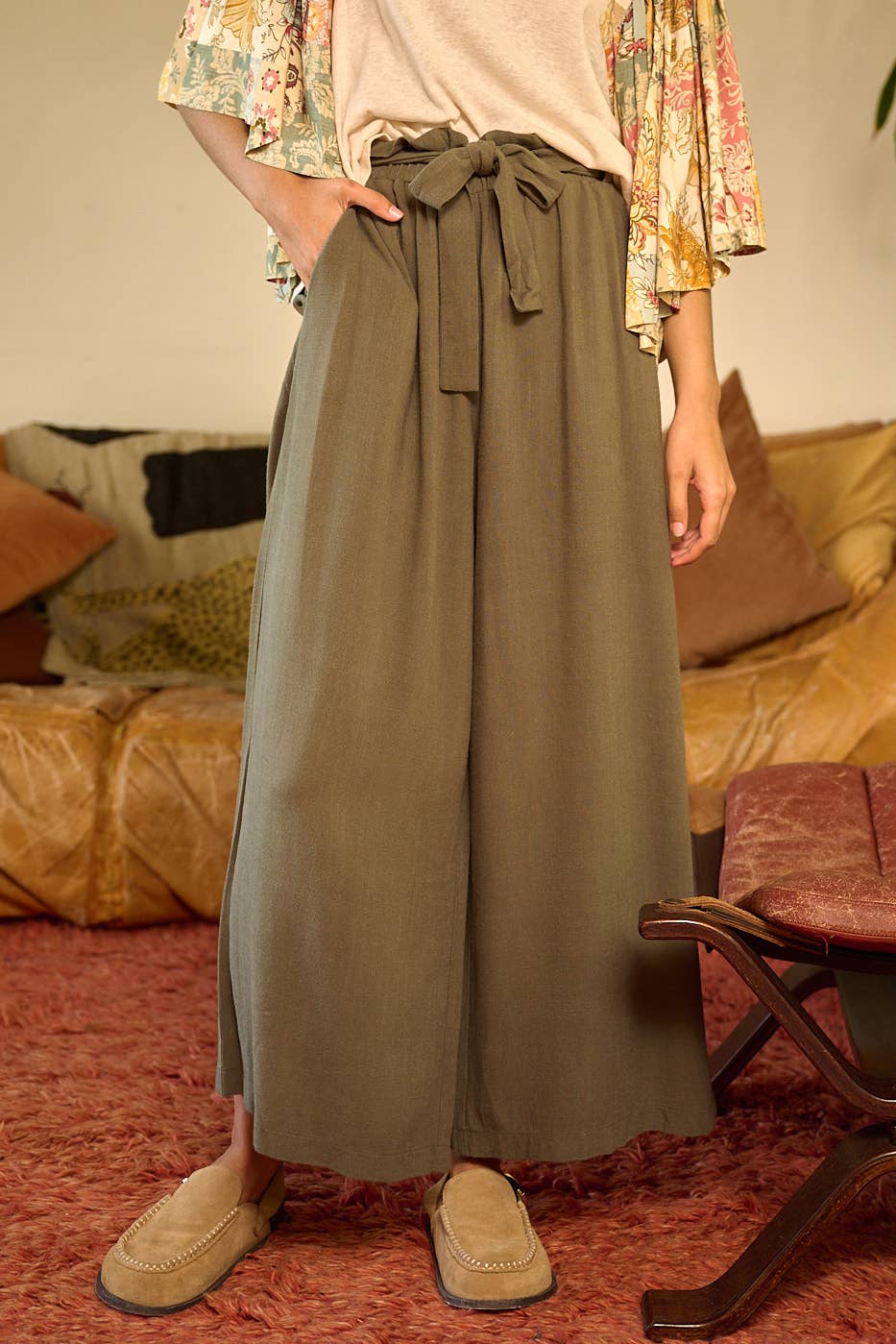 mittoshop - Wholesale Pants - Women's - PAPER BAG TIE DETAIL WIDE LEG PANTS12