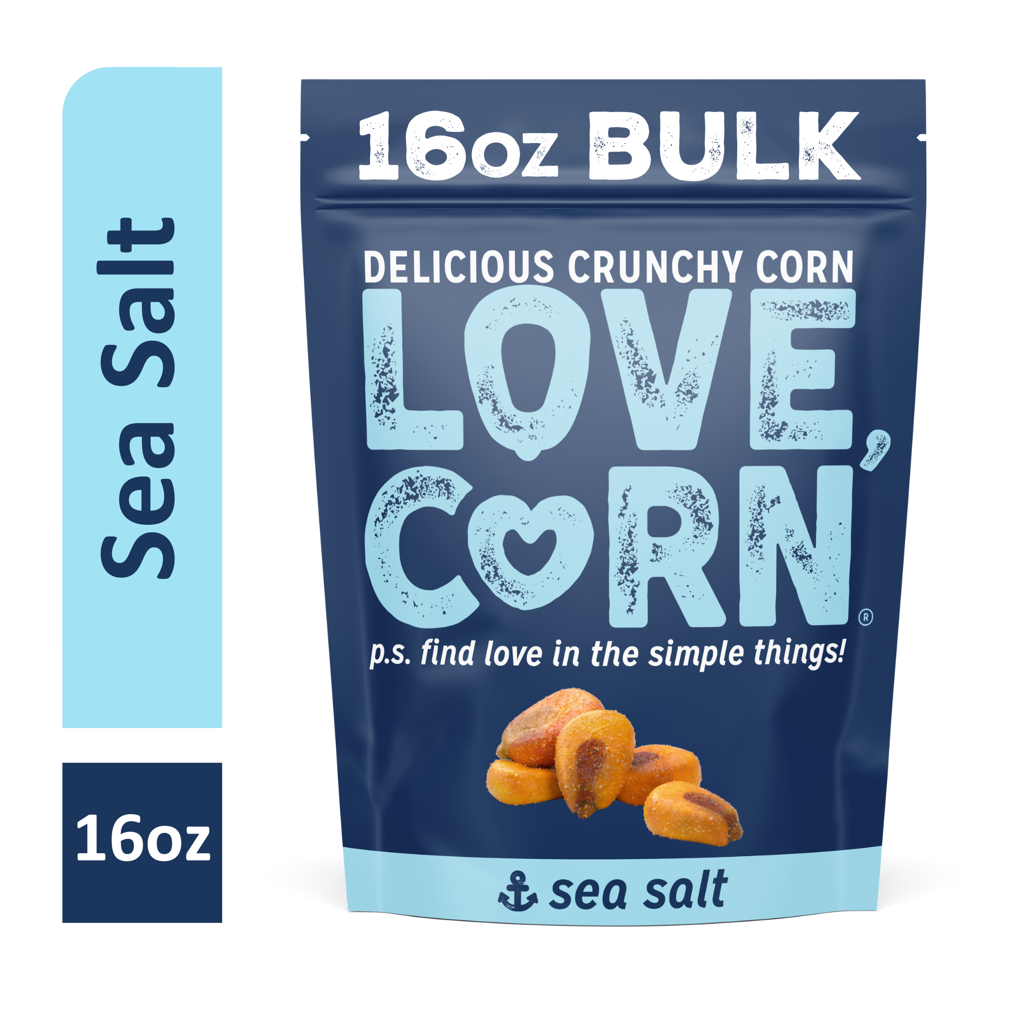 LOVE CORN - Wholesale Puffed Snack - LOVE CORN Sea Salt 16oz x 1 Bag0