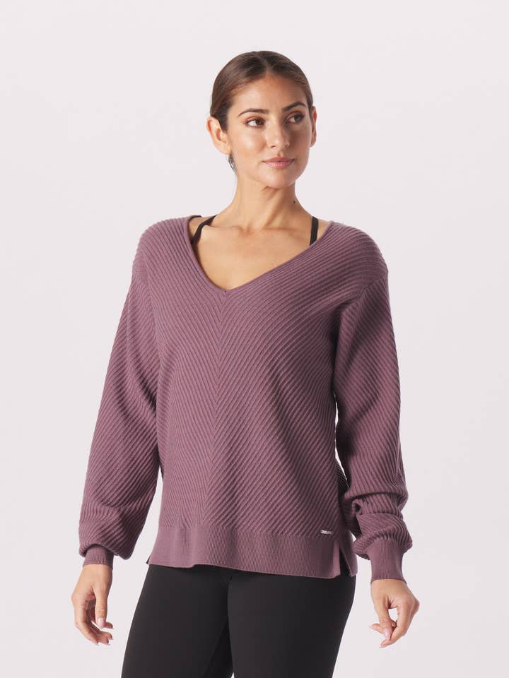 Luxury Rib Sweater: Berry Wine for wholesale on Faire