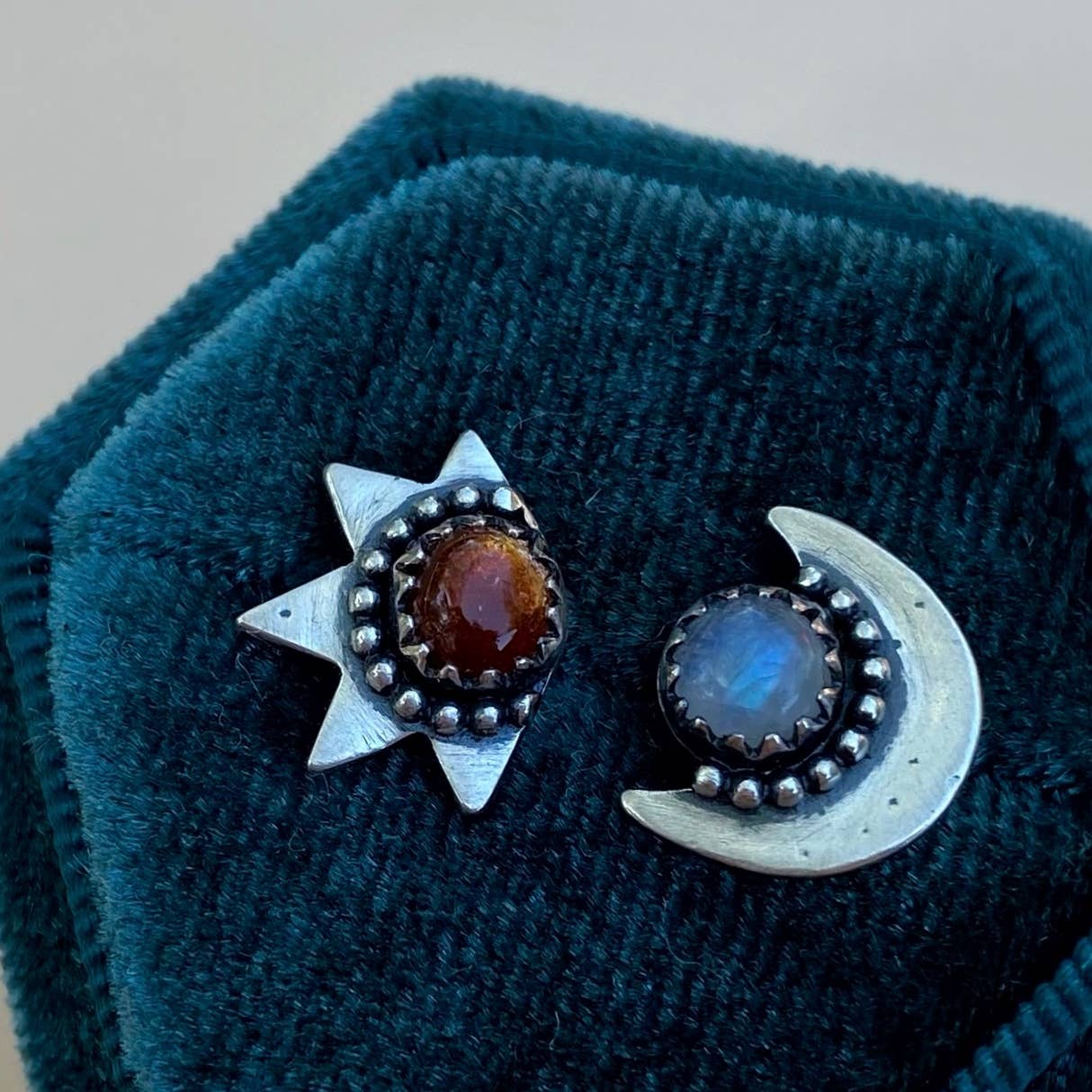 Blue and Blue - Wholesale Stud/Post Earrings - Sun and Moon Studs5