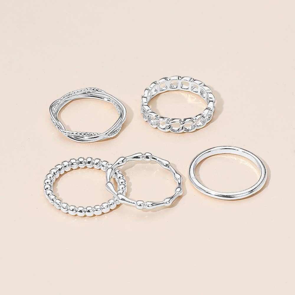 Sensibling Corp. - Vente Anneau/bague à empiler - 5PCS - Bagues Empilables en Métal6
