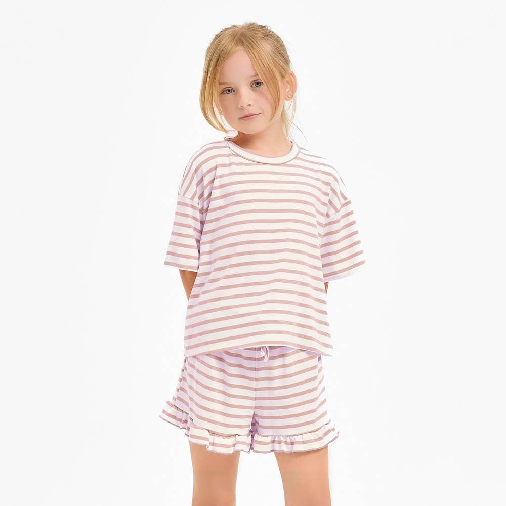 Good Girl – Großhandel Top- & Shorts-Set – Kinder – Gestreiftes Crop-Top und Rüschen-Shorts-Set17