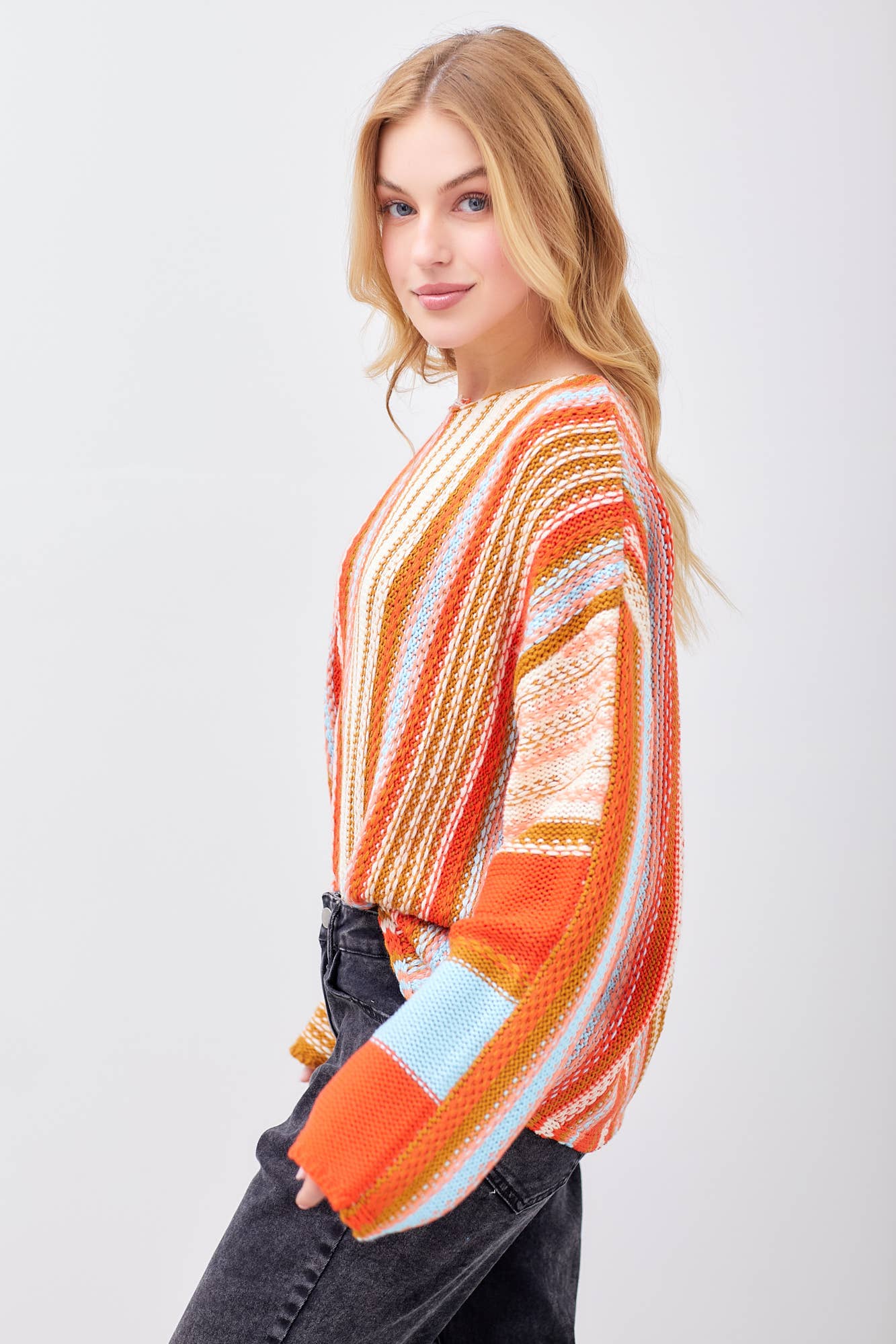 Polagram by Wellmade USA - Wholesale Knit Sweater - Women's - MIXED STRIPE SWEATER6