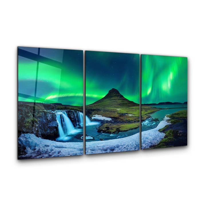 ・"Aurore Boréale - Lumières du Nord - Trio"・Art mural en verre pour la vente par Artdesigna KG