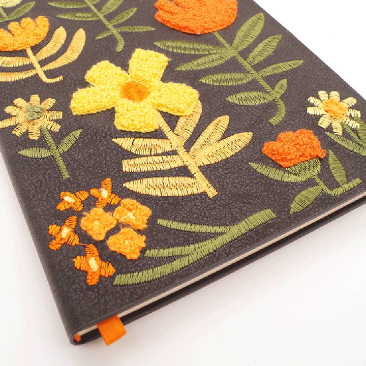 Denik - Wholesale Notebook - Chunky Flowers Embroidered Journal Notebook2