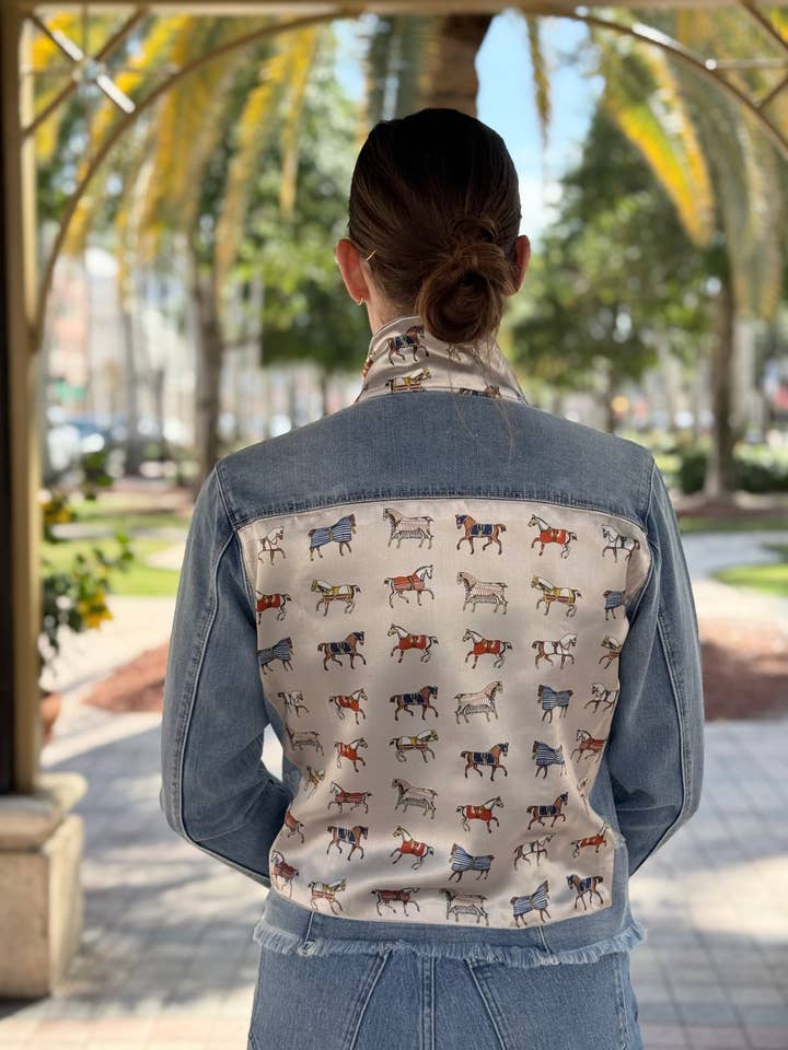 The Light Denim Jacket / Equine Elegance / Pearl White for wholesale by Stacy Bradley Design