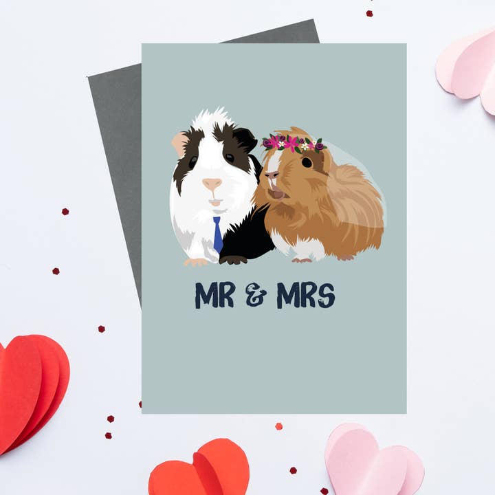 Tarjeta de felicitación de boda de conejillo de indias para venta al por mayor de Lorna Syson