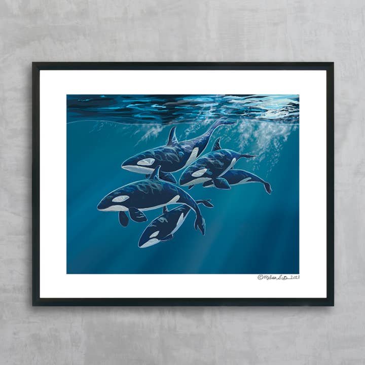 Orcas Underwater kunsttryk for engroshandel hos True North Creations