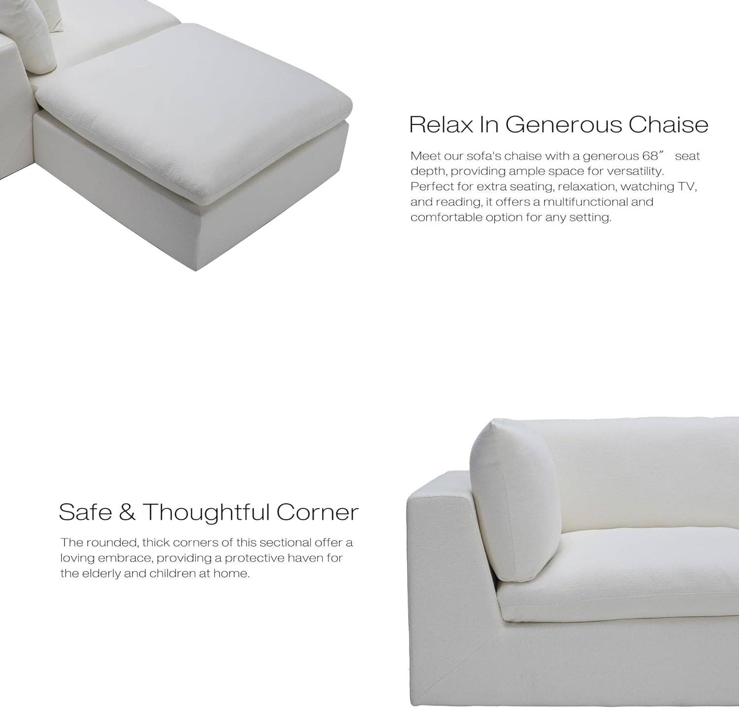 Cream White Linen Oversized Modular Sectional Sofa With Removable Cushion Covers for wholesale on Faire3