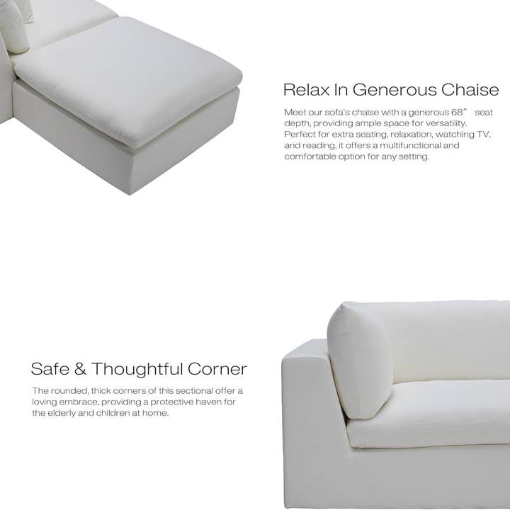Cream White Linen Oversized Modular Sectional Sofa With Removable Cushion Covers for wholesale on Faire3