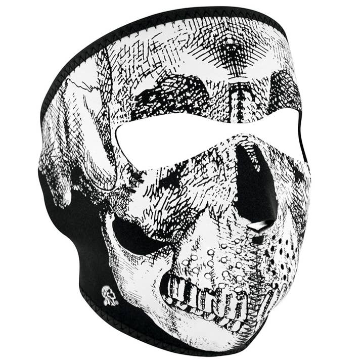 ZAN Headgear Full Neoprene Face Mask - Black and White Skull for wholesale by ZAN Headgear