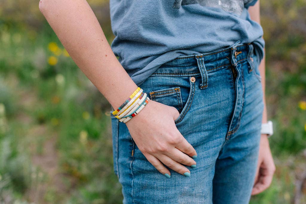 Libbies Bracelets - Wholesale Beaded Bracelet - Always Shiny Cream and Bronze Beaded Bracelet3