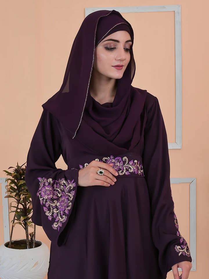 Multi Colored Front Embroidery Abaya for wholesale on Faire2