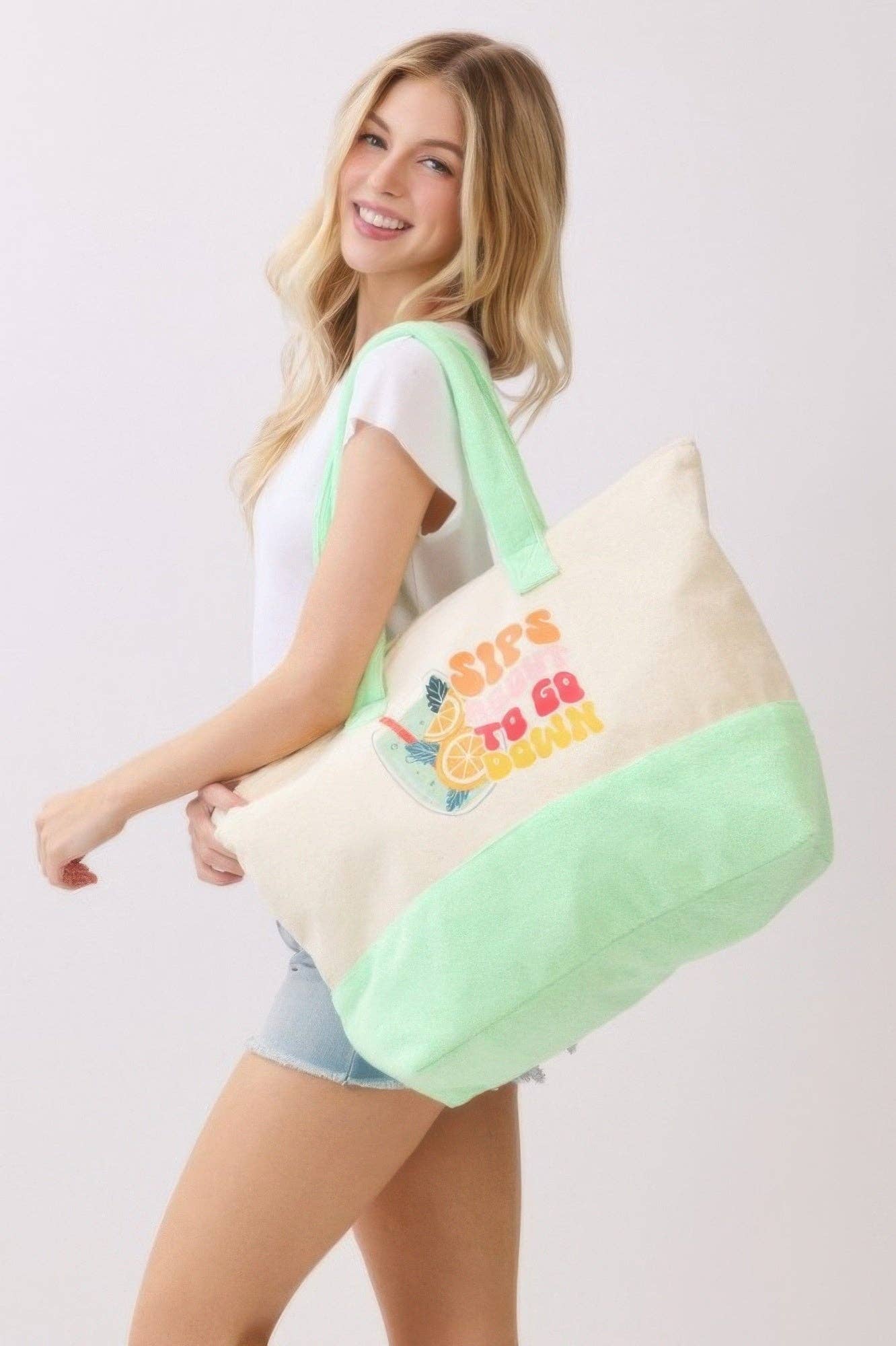 CC Wholesale Clothing - Wholesale Tote Bag - Women's - Sips About To Go Down Terry Tote4