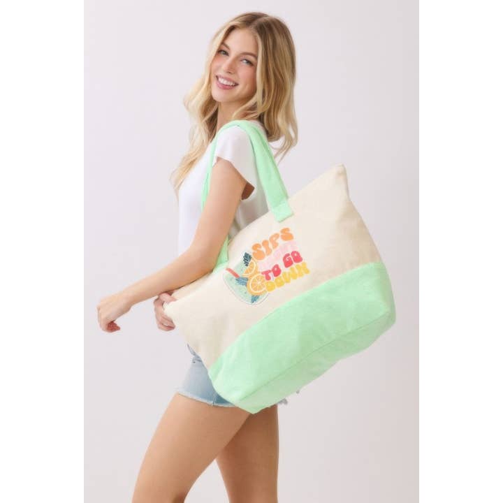 CC Wholesale Clothing - Wholesale Tote Bag - Women's - Sips About To Go Down Terry Tote4