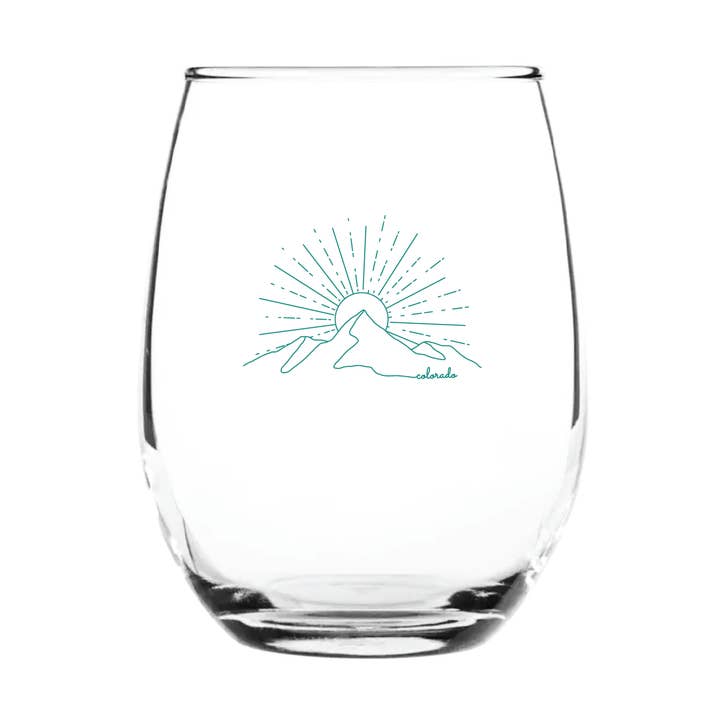 Sunrise Mountain Tall Stemless Wine Glass for wholesale by Snow Business USA