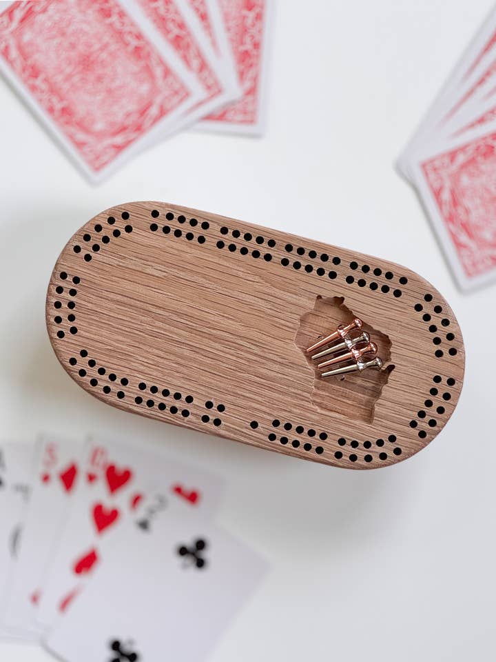 State Travel Cribbage Board for wholesale by Camino Woodshop