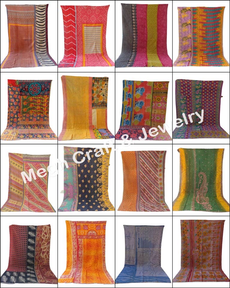 Meghcraft - Wholesale Quilt - Assorted Handmade Bohemian Kantha Hand Stitched Quilt Throw4
