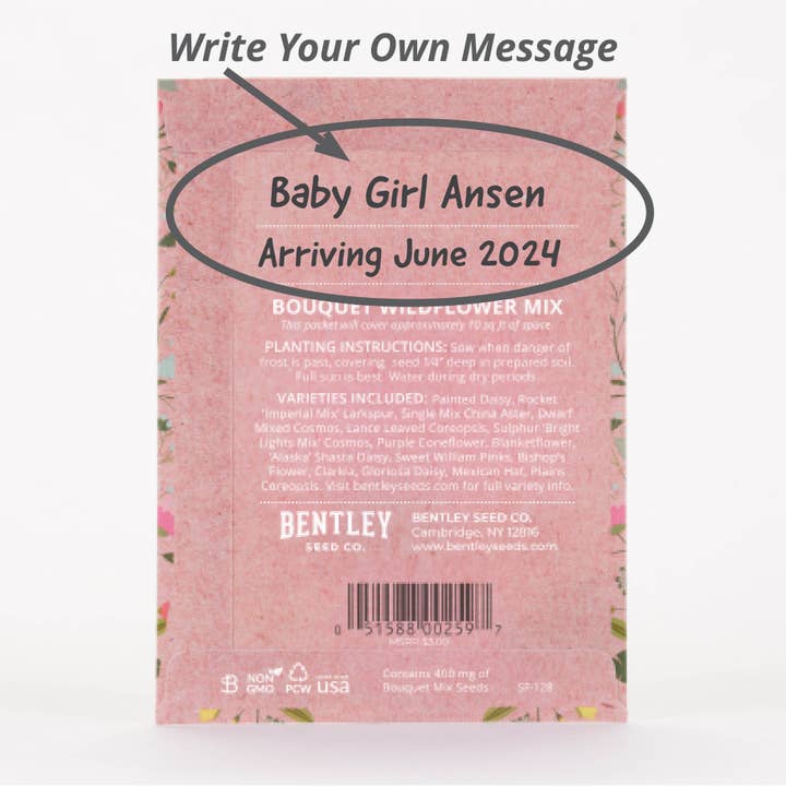 Bentley Seed Co. - Wholesale Plant Seeds - Oh Baby Baby Shower Pink - Bouquet Wildflower Seed Packets5