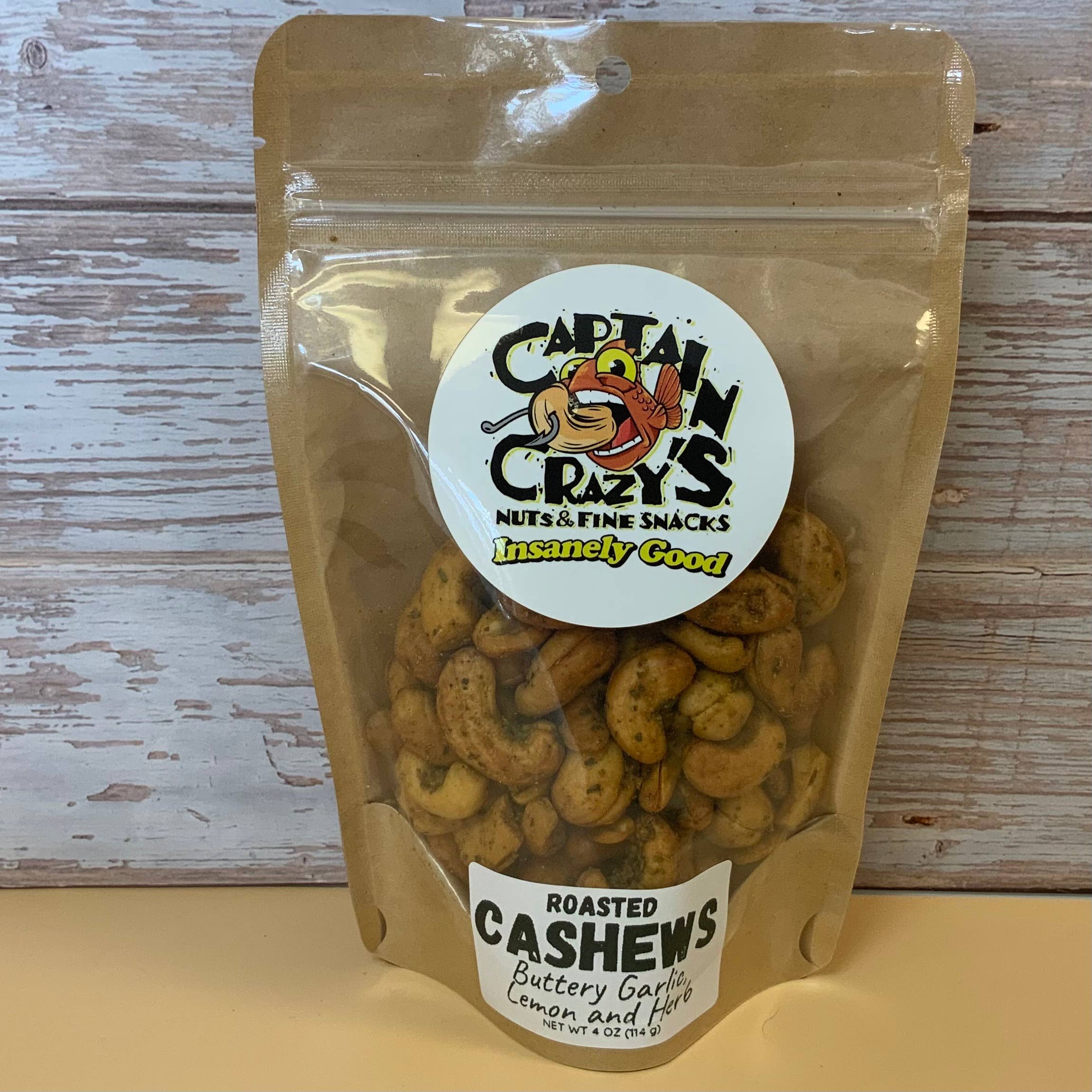 Captain Crazy’s Nuts and Fine Snacks - Wholesale Nuts - ROASTED CASHEWS Buttery Garlic, Lemon and Herb | Savory Nuts1