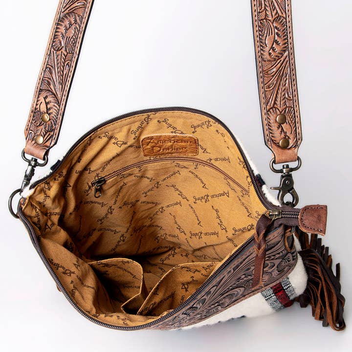 LS Western - Vente Sac à bandoulière – femme - ADBG510 Sac bandoulière en cuir travaillé et couverture de selle - Sac à franges western par American Darling23