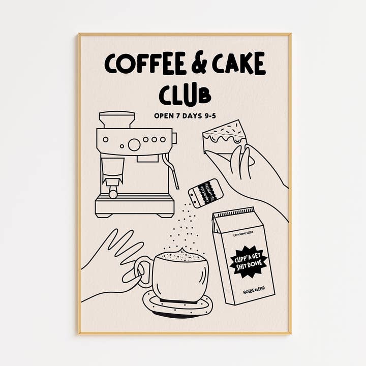 Impresión del Club de Café y Pastel para venta al por mayor de Pink Giraffe Print Co