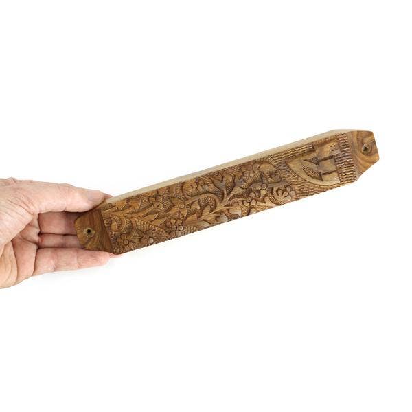Prabhuji's Gifts - Wholesale Wall Accent - Decor - Wooden Mezuzah Case 9"x1.5" Garden2