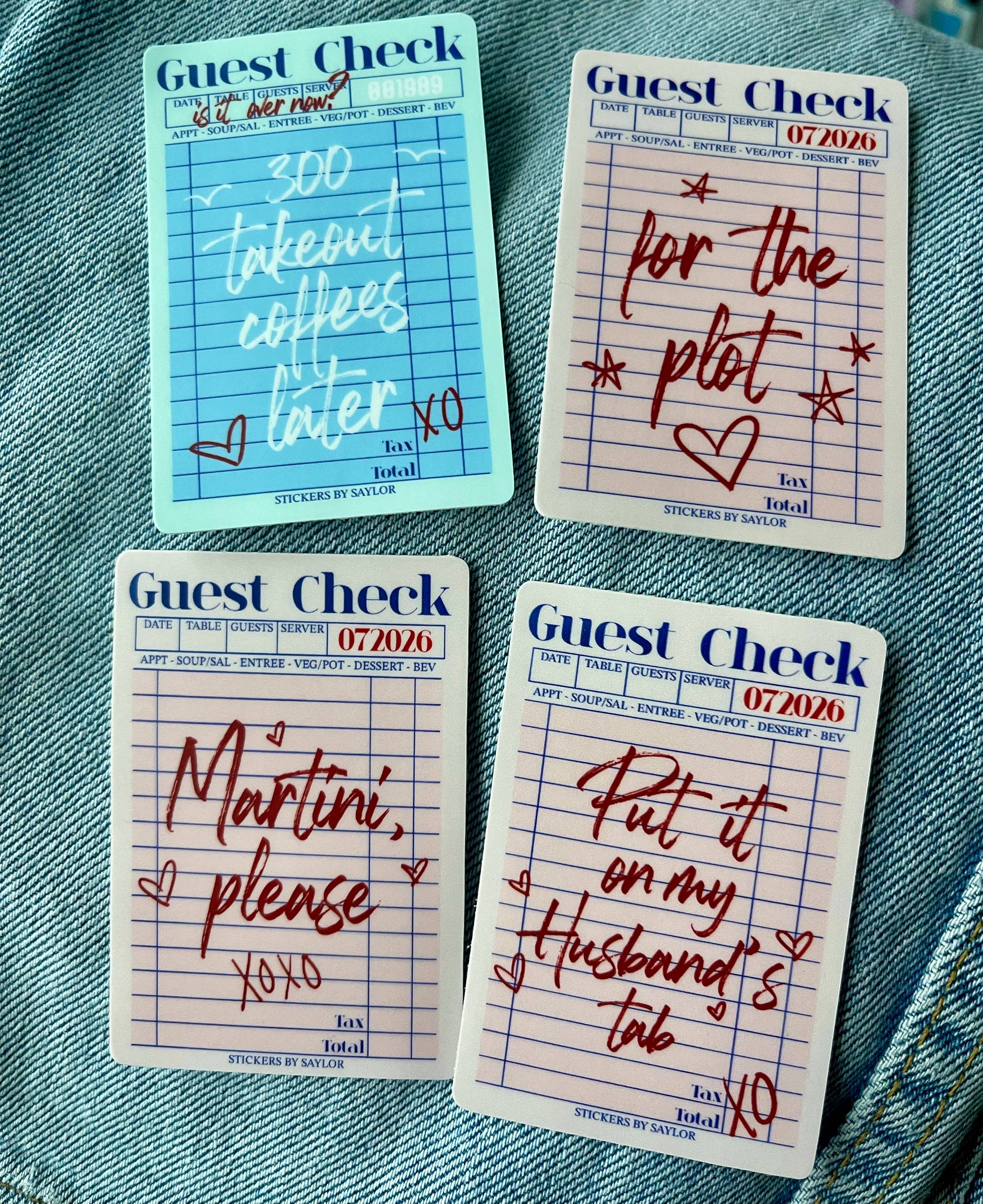 Stickers by Saylor - Wholesale Sticker - Taylor Inspired Guest Check Sticker4
