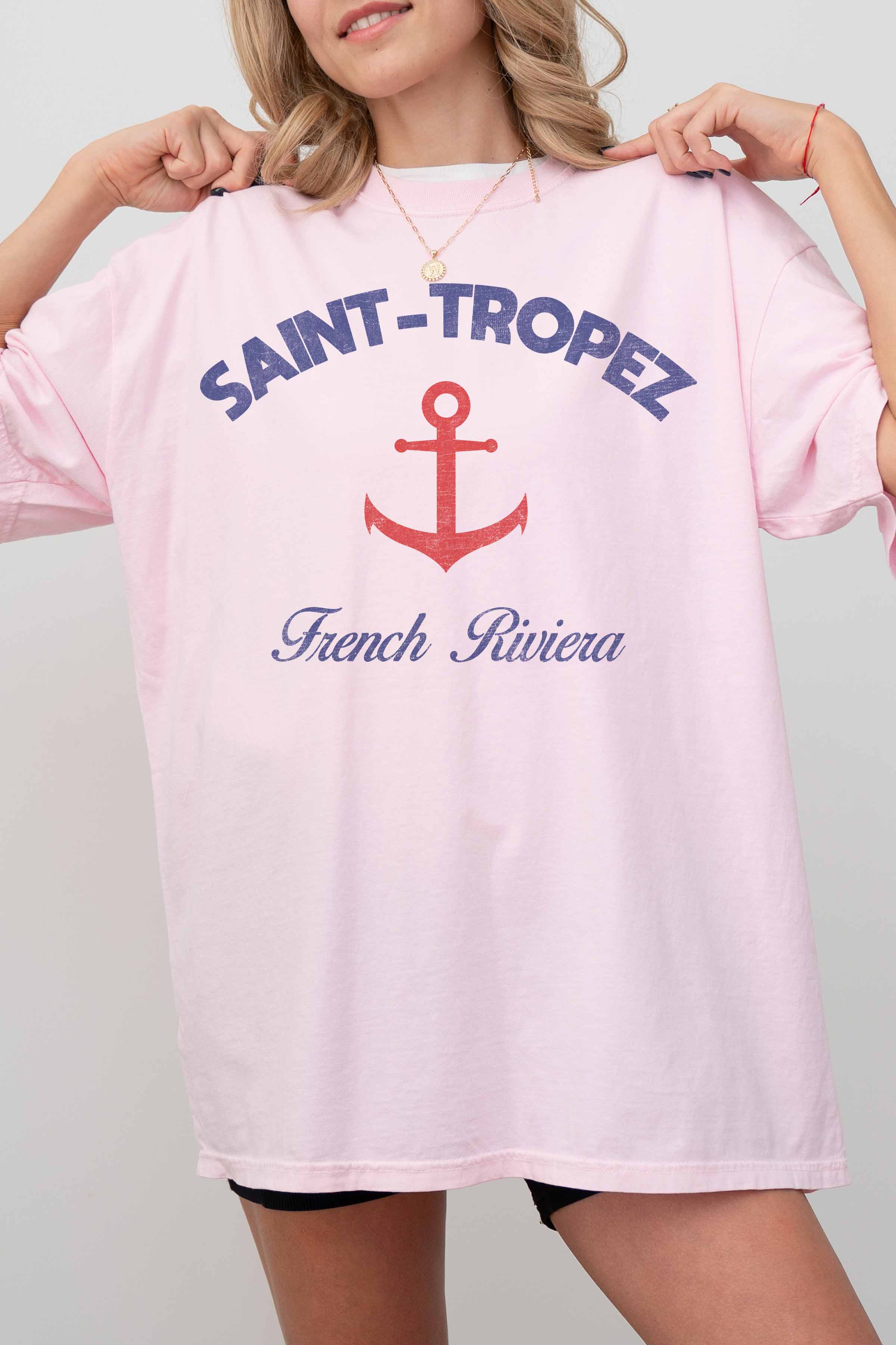 GOOD DAY STREET - Wholesale Screen Printed T-Shirt - Women's - [G1565X-OTS]-SAINT TROPEZ OVERSIZED GRAPHIC TEE1