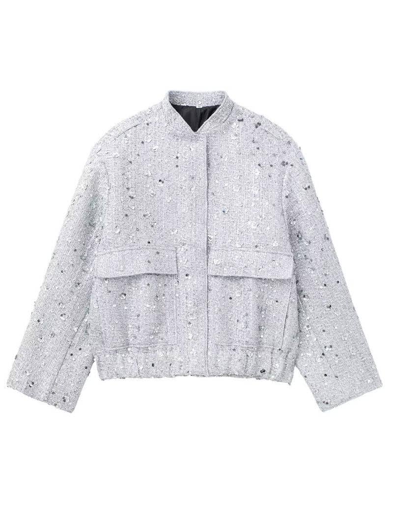 safistyle - Wholesale Bomber Jacket - Women's - Embellished Sequin Bomber Jacket0