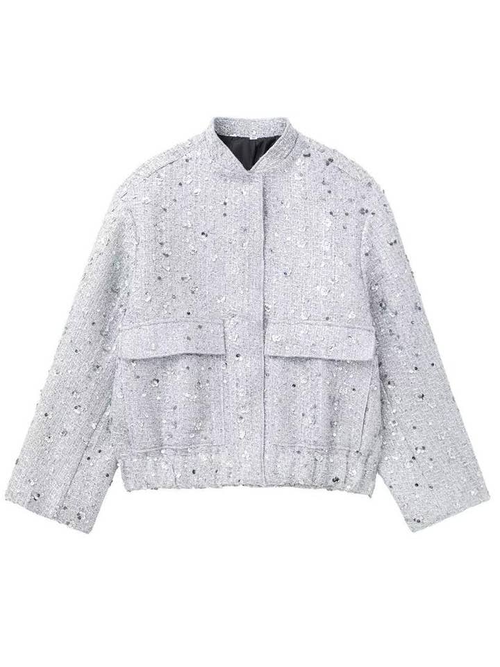 safistyle - Wholesale Bomber Jacket - Women's - Embellished Sequin Bomber Jacket