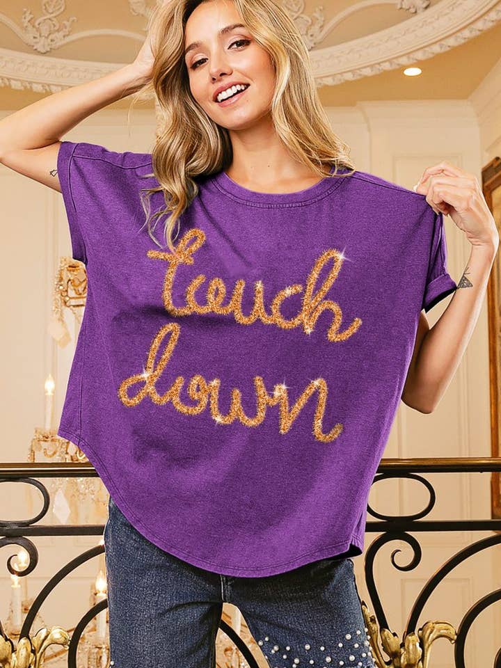 Touchdown Metallic Letter Vintage tvättad topp för wholesale av Vanilla Monkey