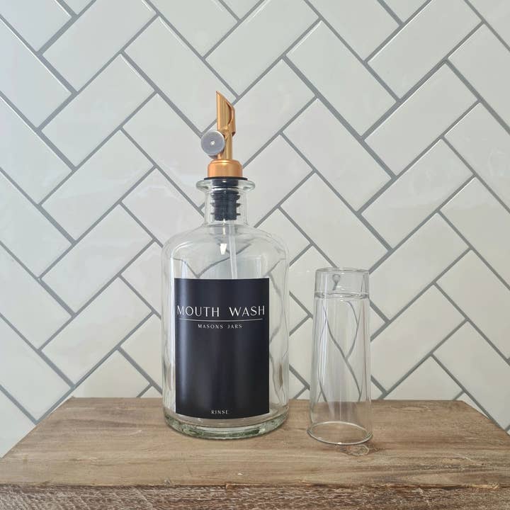 Masons jars - Wholesale Mouthwash - 500ml Apothecary Mouth Wash Bottle & Shot Glass with Pourer