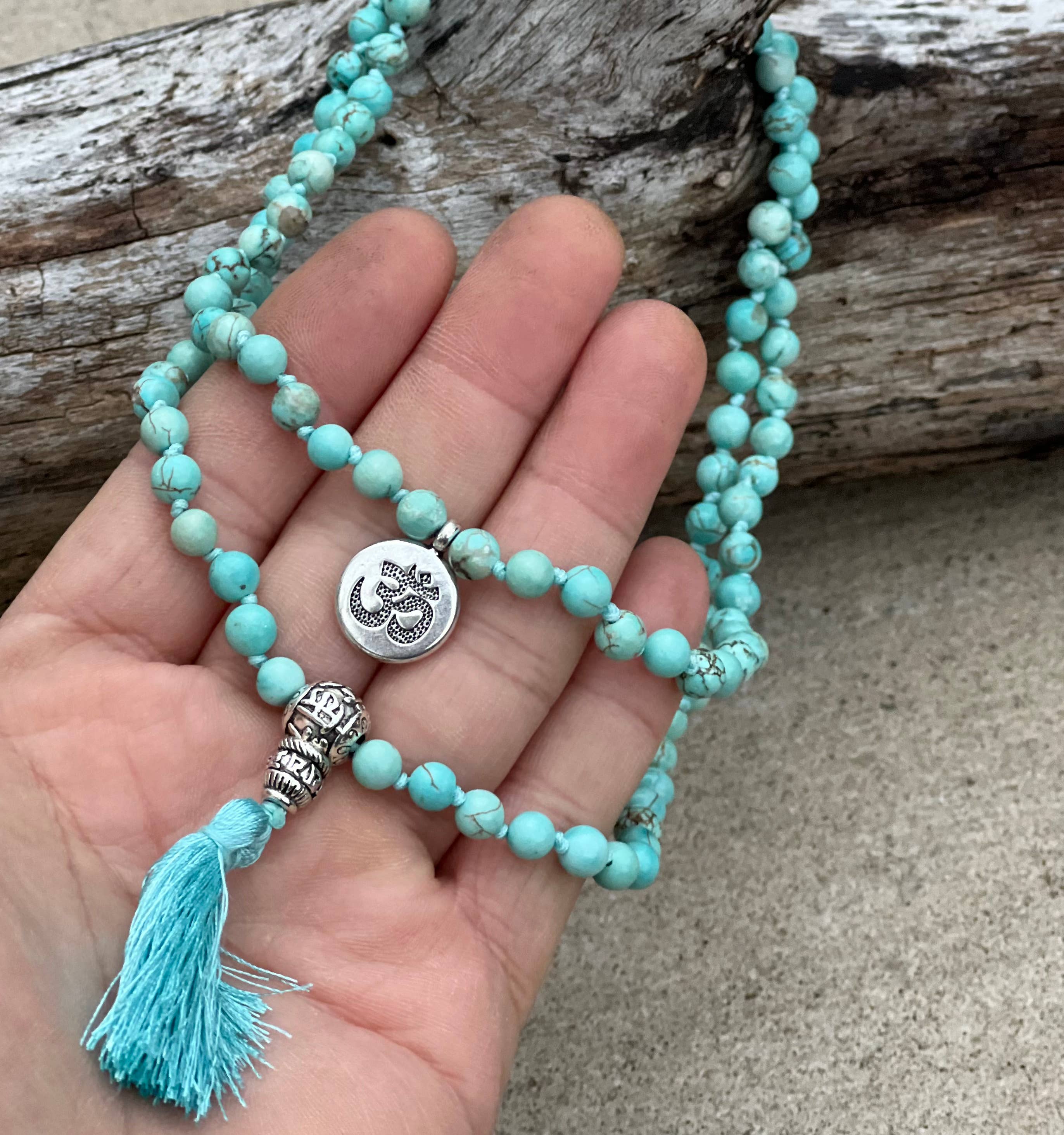 Lungta Imports – wholesale Prayer beads necklace – Turquoise 108 Beads Knotted Mala Meditation Yoga Chakra6