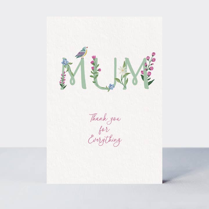 Folklore Mum Thank You For Everything Birds & Flowers Card for wholesale by Petimo