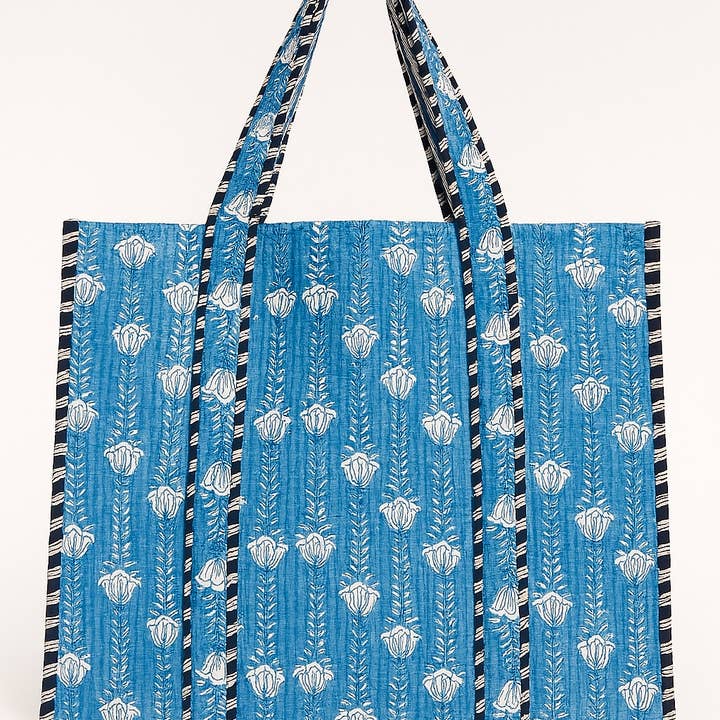 Erin Donahue Tice - Wholesale Tote Bag - Women's - Blue & White Blooms Tote0