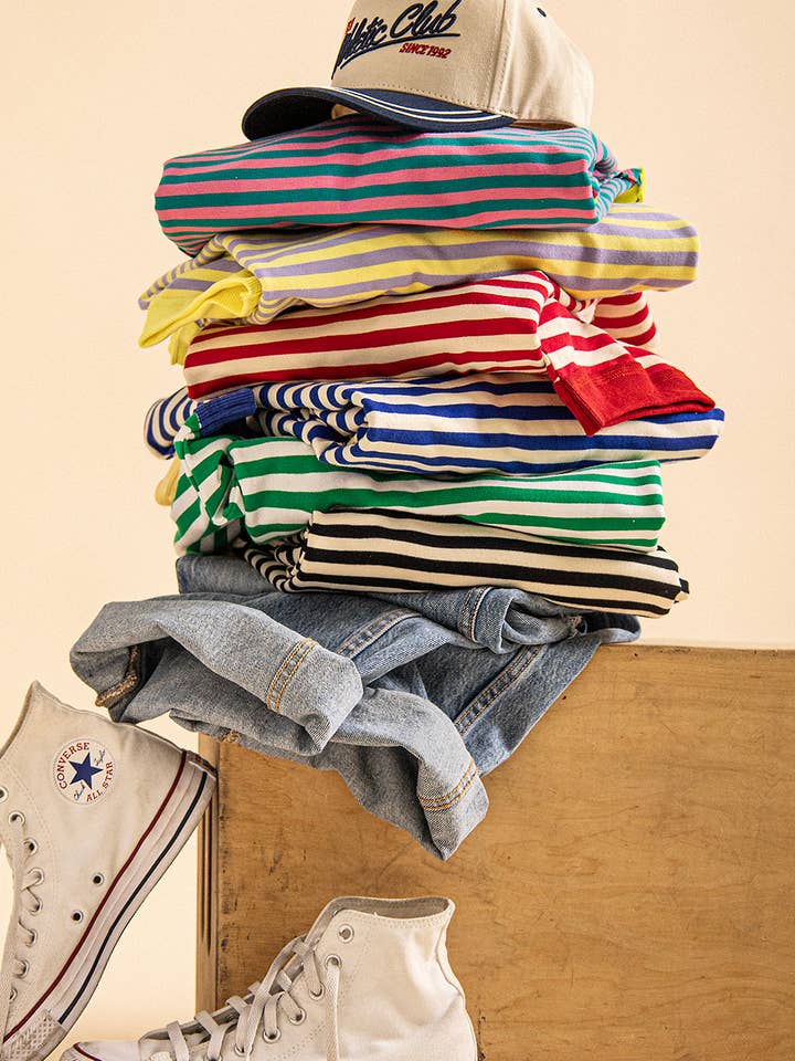 NT12481-Top Casual de Malha com Riscas Oversized por atacado de VERY J