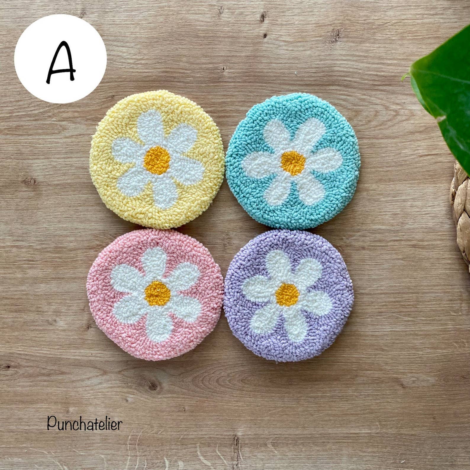 PunchAtelier - Wholesale Embroidery/Cross Stitch Supplies - Dıy Punch Needle Coaster Kit 4 pcs0