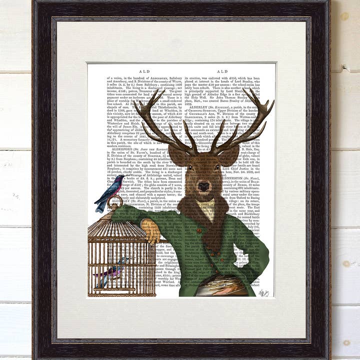 Hjorte og Bambus Bur Portræt, Book Print/Art Print for engroshandel hos FabFunky Ltd